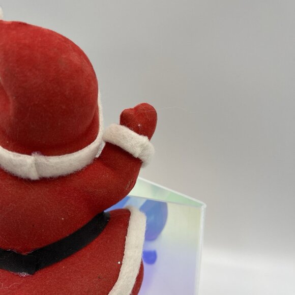 Vintage Flocked Velvet Dancing 8" Tall Santa Figure *MISSING STAND* - Picture 10 of 16